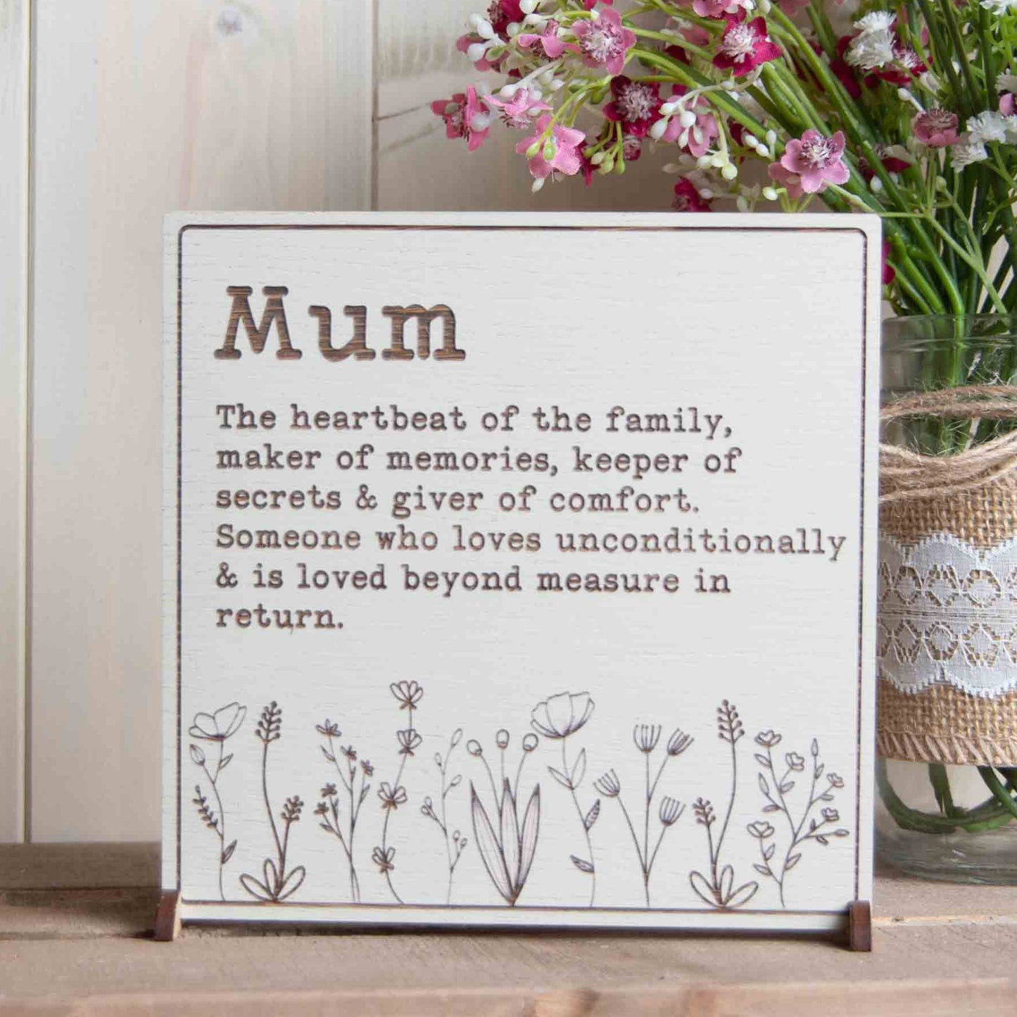 Mum, Nan... Definition Sign (Row of Flowers)