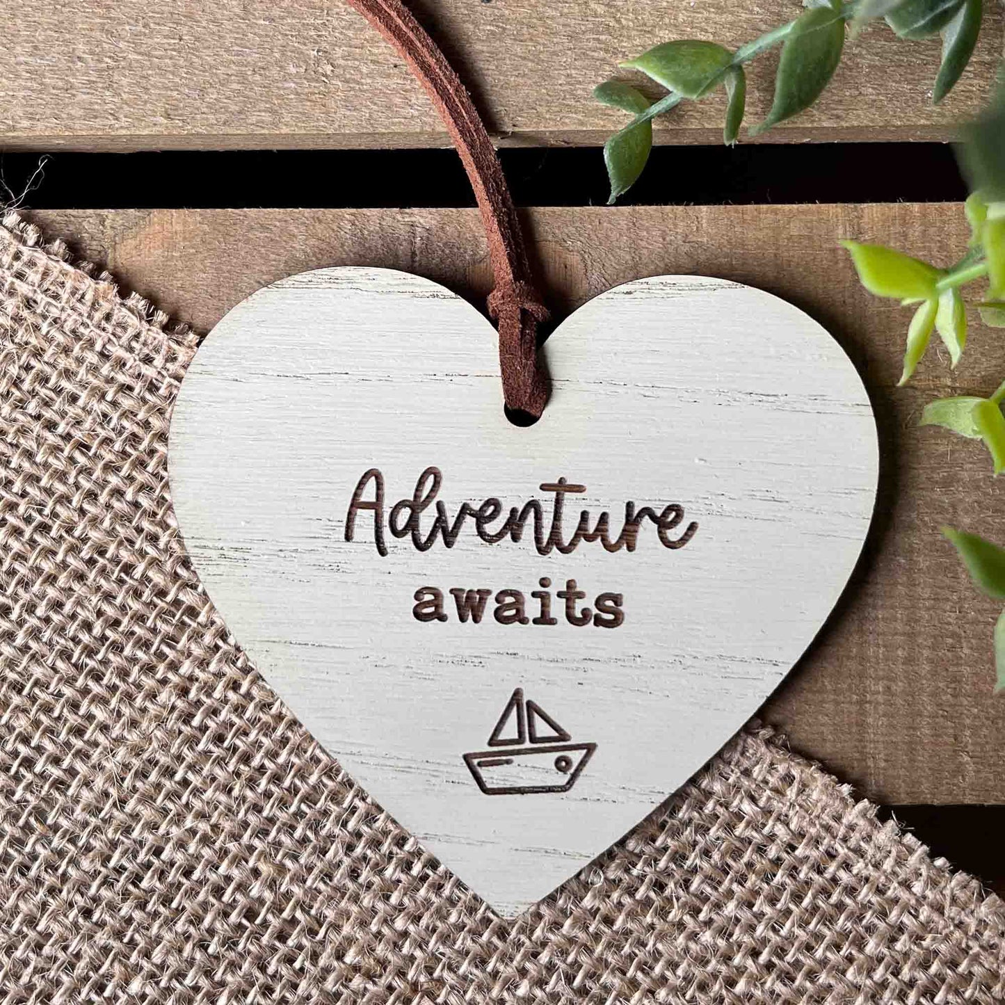 Adventure Awaits (Boat) Message Heart