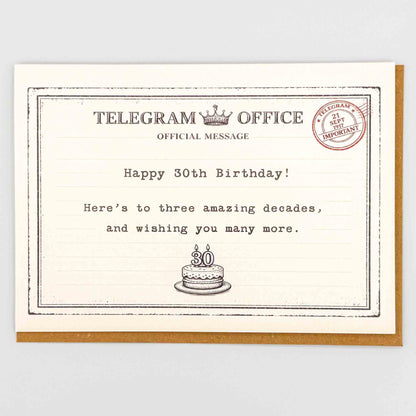 Happy 30th Birthday Telegram Greeting Card