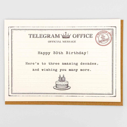 Happy 30th Birthday Telegram Card