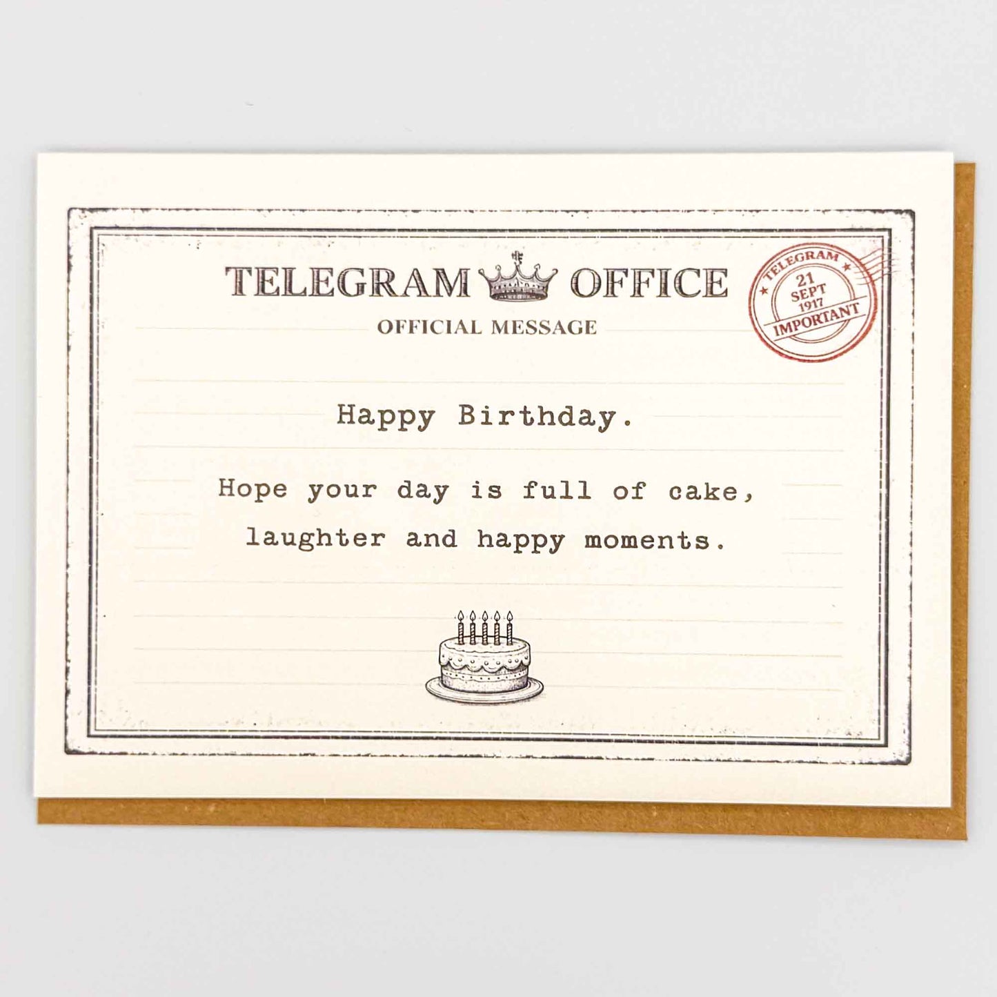 Happy Birthday Telegram Card- Hope It's Full Of Cake