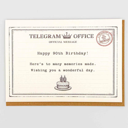 Happy 90th Birthday Telegram Greeting Card