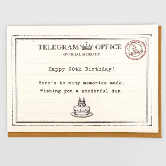 Happy 90th Birthday Telegram Card