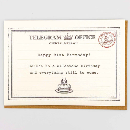 Happy 21st Birthday Telegram Card
