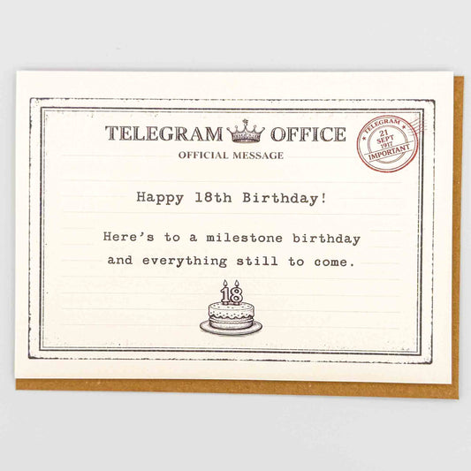 Happy 18th Birthday Telegram Card