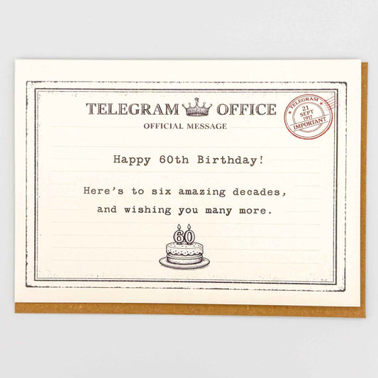 Happy 60th Birthday Telegram Card