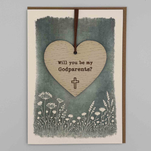 Keepsake Card - Be My Godparents Heart
