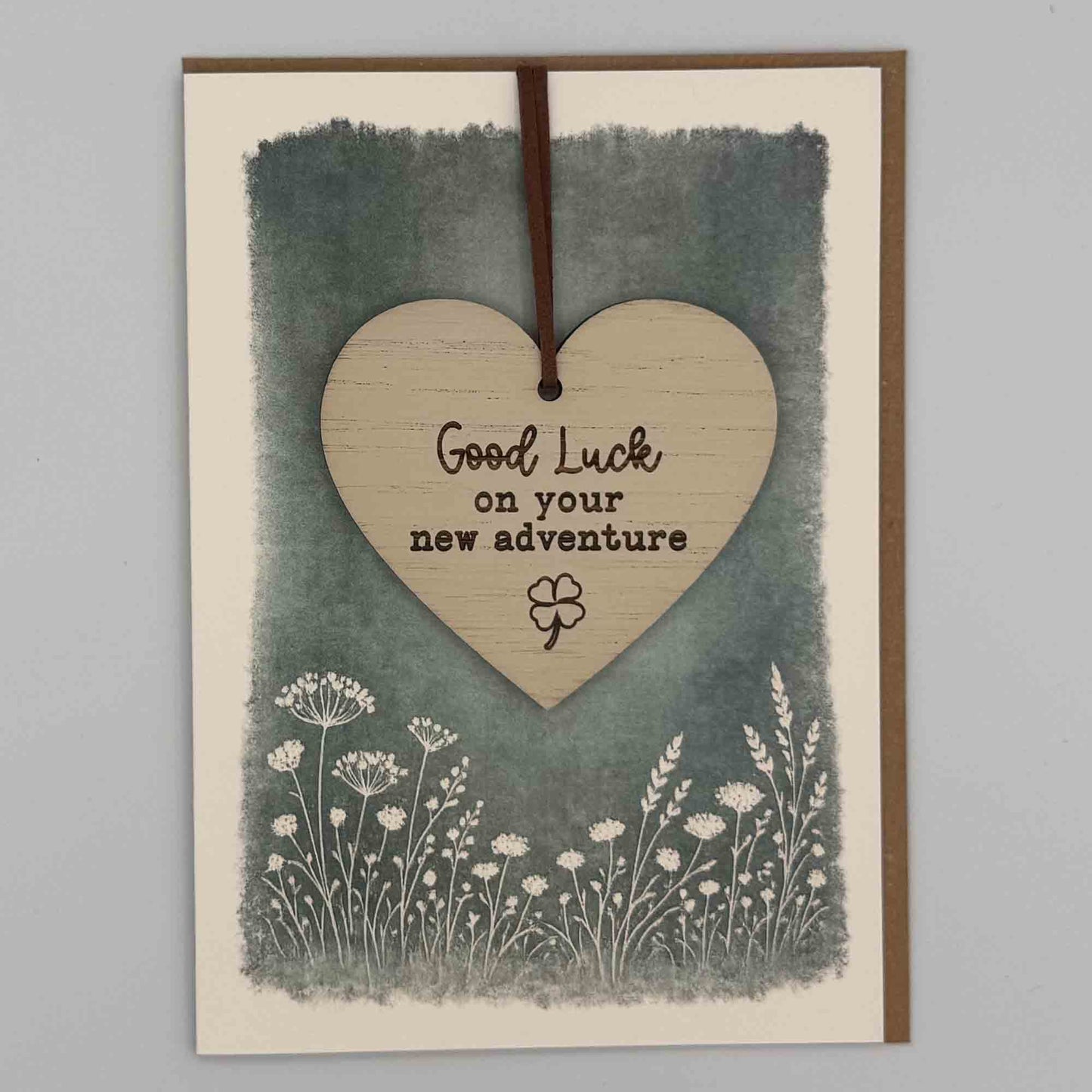 Keepsake Card - Good Luck New Adventure (Clover) Heart