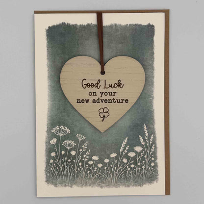Keepsake Card - Good Luck New Adventure (Clover) Heart