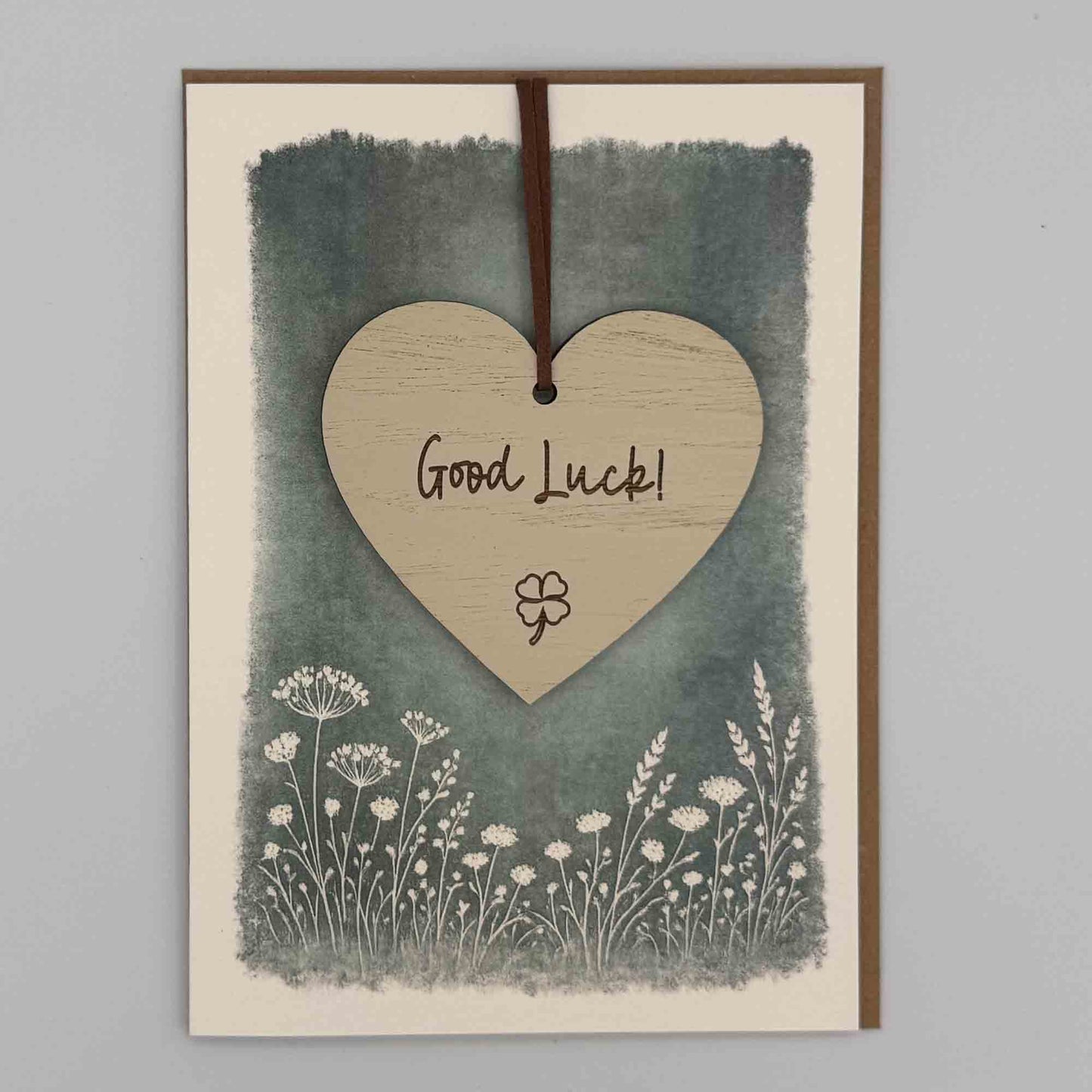 Keepsake Card - Good Luck ! (Clover) Heart
