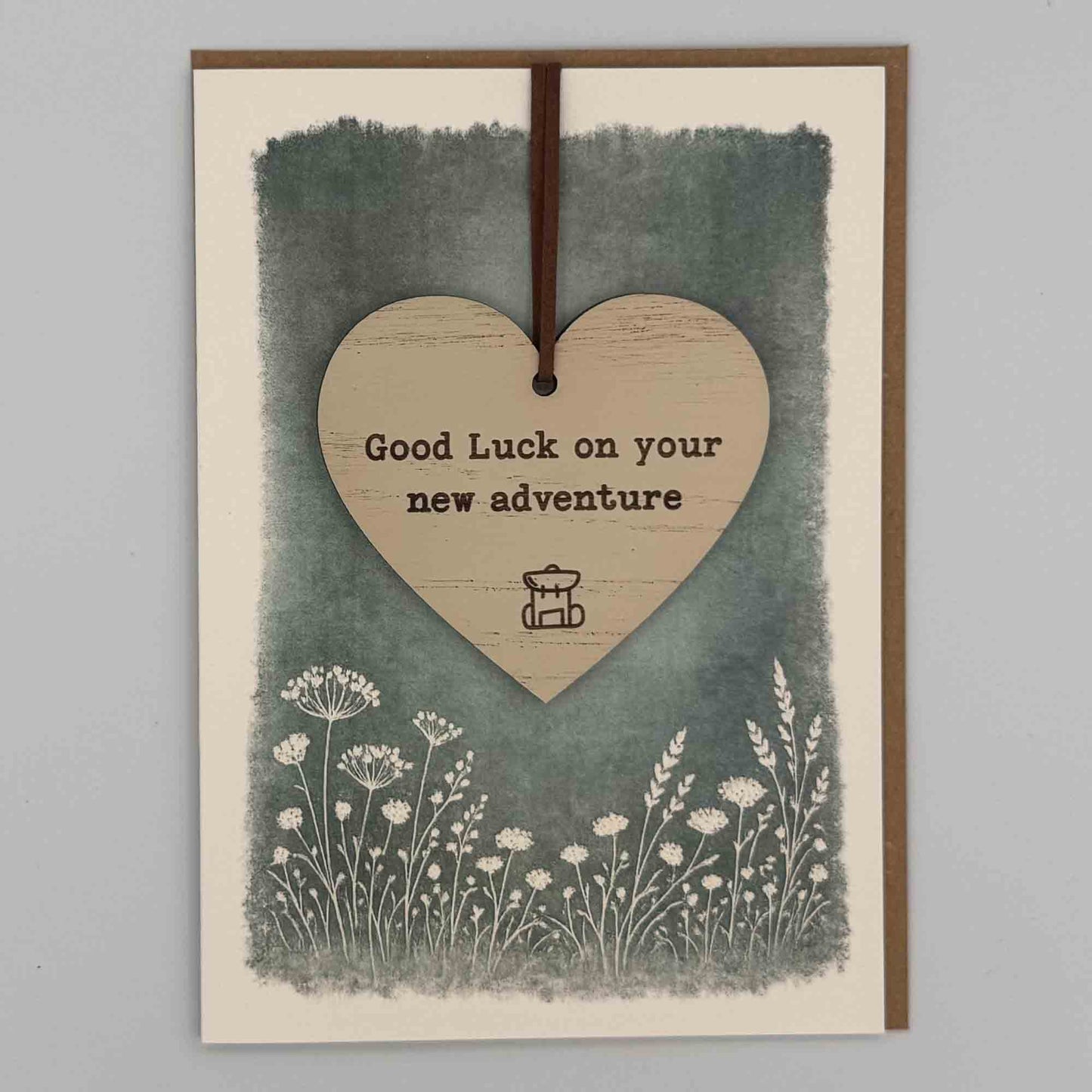Keepsake Card - Good Luck New Adventure (Rucksack) Heart
