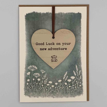 Keepsake Card - Good Luck New Adventure (Rucksack) Heart