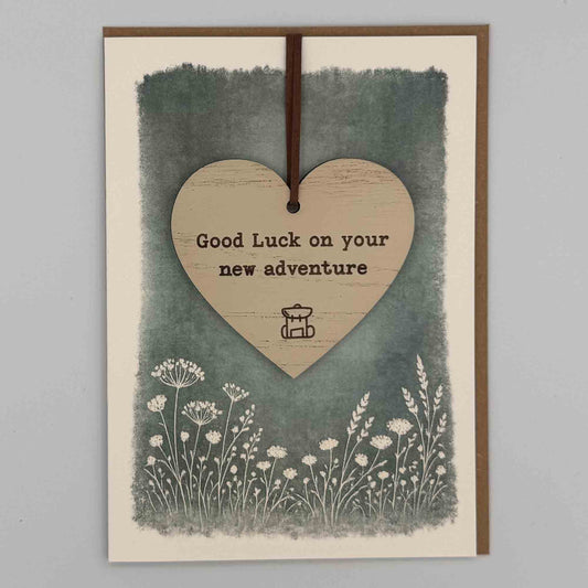 Keepsake Card - Good Luck New Adventure (Rucksack) Heart