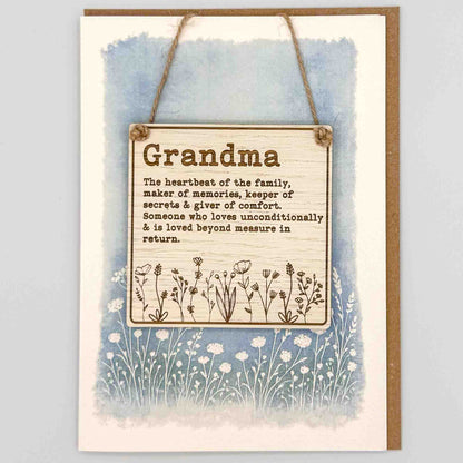 Greeting card with text and floral design on a watercolor background