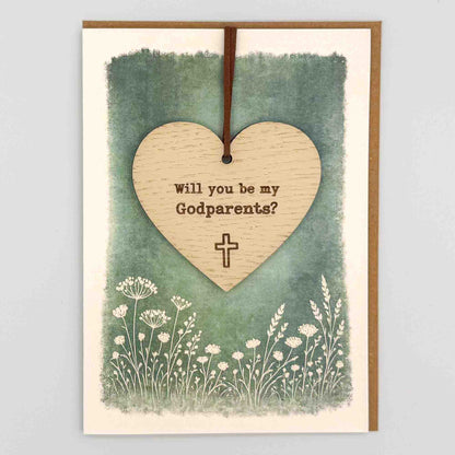 Keepsake Card - Be My Godparents Heart