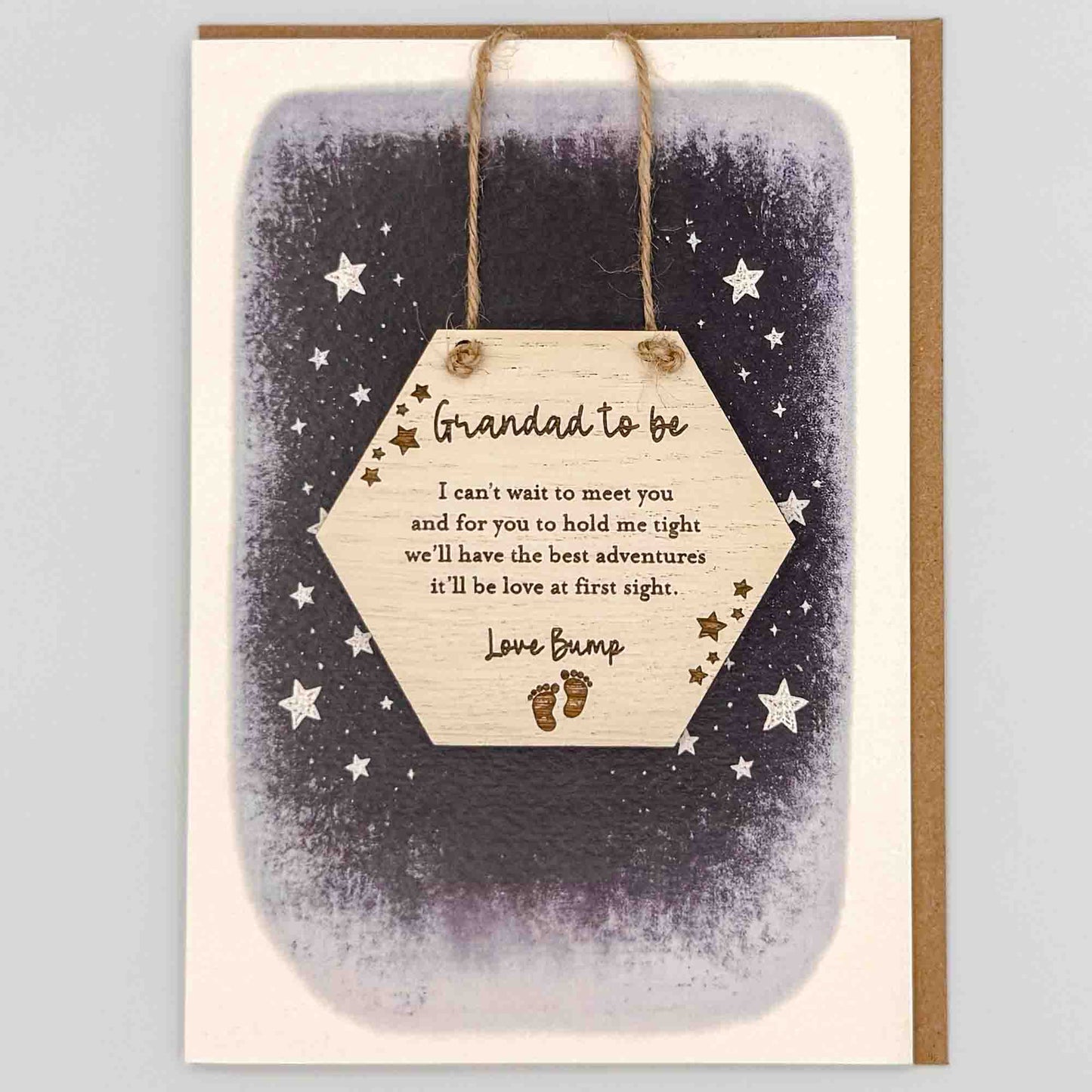 Keepsake Card - Grandad To Be Love Bump Hexagon