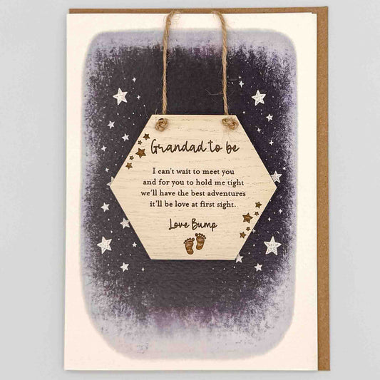 Keepsake Card - Grandad To Be Love Bump Hexagon