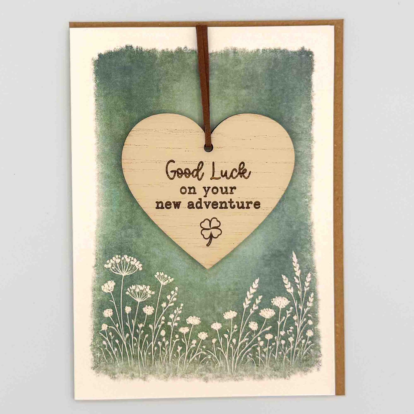 Keepsake Card - Good Luck New Adventure (Clover) Heart