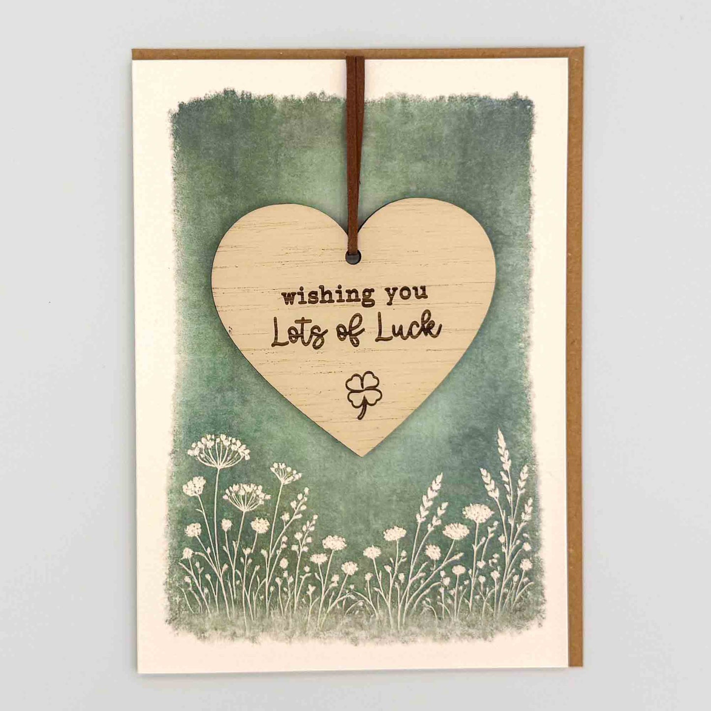 Wishing You Lots of Luck Clover Heart Keepsake Greeting Card