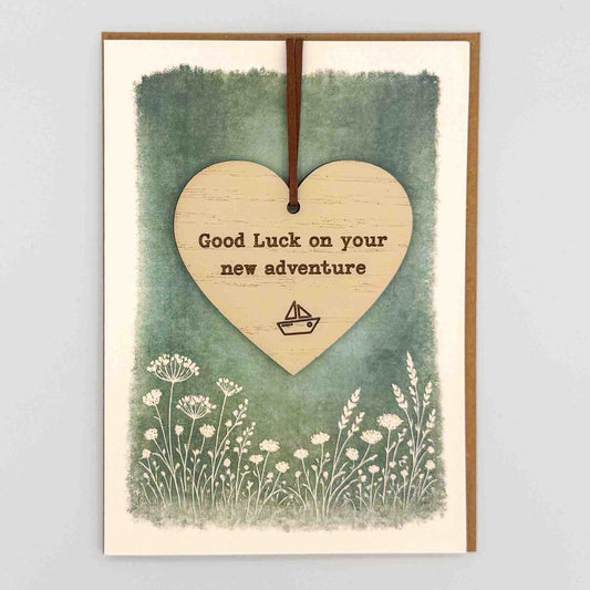Keepsake Card - Good Luck New Adventure (Boat) Heart