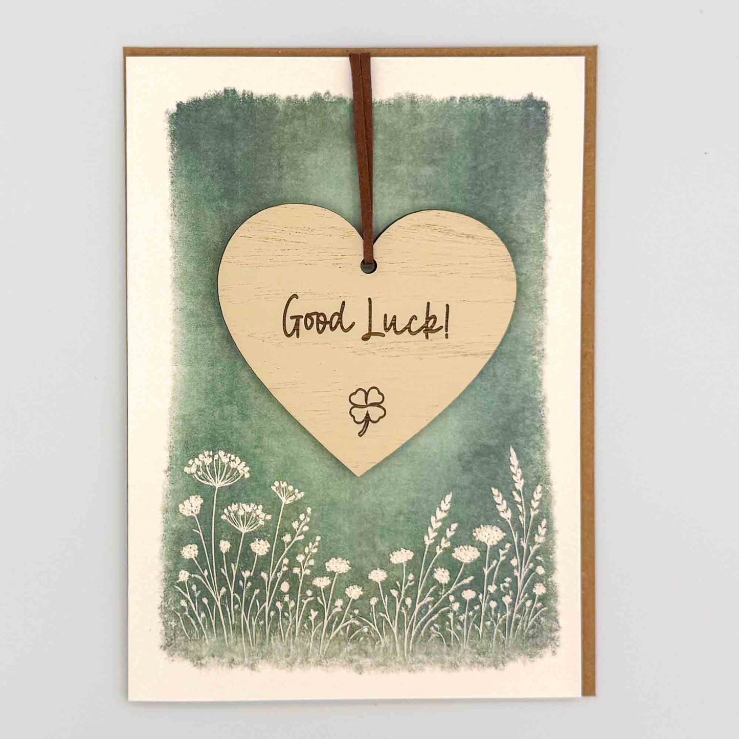 Keepsake Card - Good Luck ! (Clover) Heart