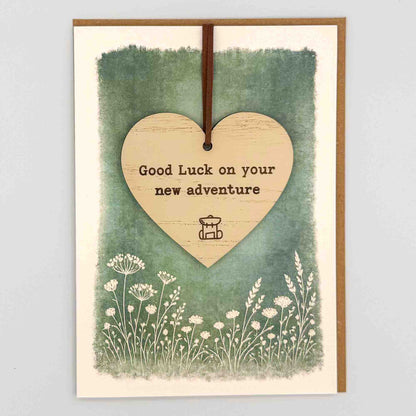 Keepsake Card - Good Luck New Adventure (Rucksack) Heart