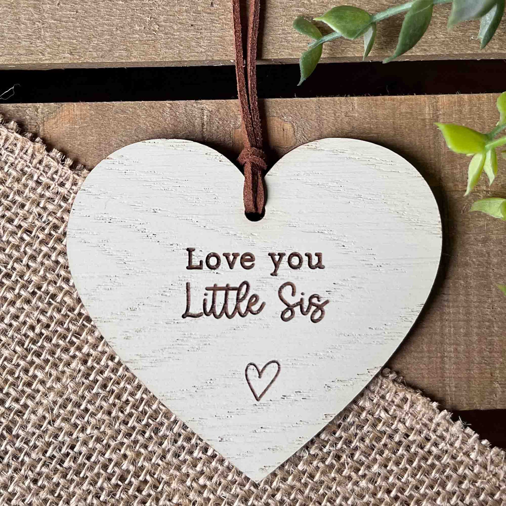 Love You Little Sis Message Heart Gift
