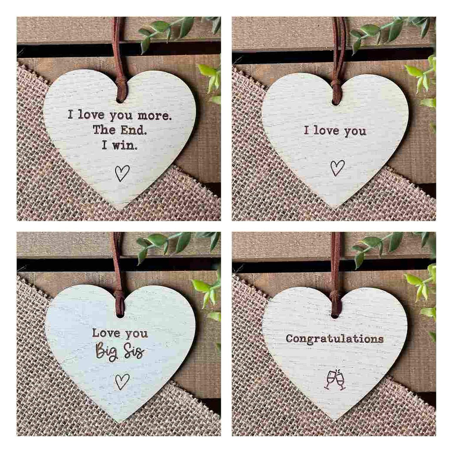 64 Wooden Hanging Decoration Message Heart Starter Pack