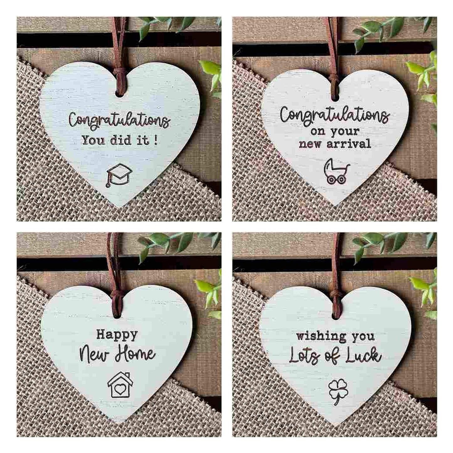 64 Wooden Hanging Decoration Message Heart Starter Pack