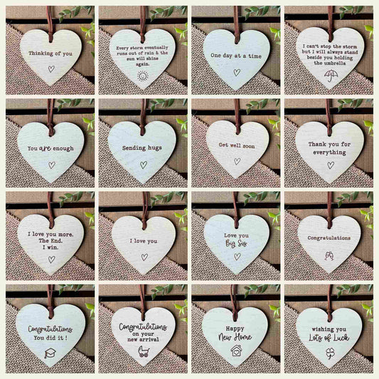 64 Wooden Hanging Decoration Message Heart Starter Pack