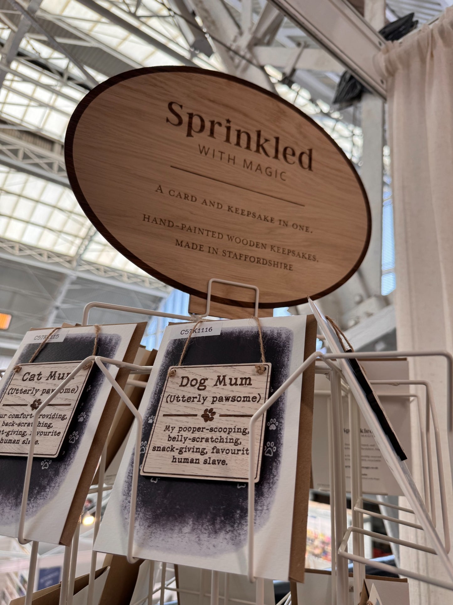 Sprinkled with Magic wooden spinner header above card spinner display
