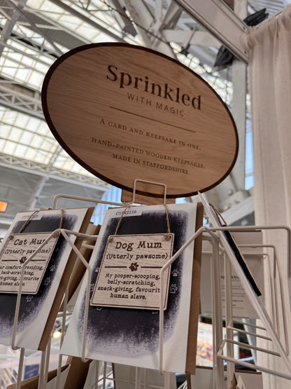 Sprinkled with Magic wooden spinner header above card spinner display